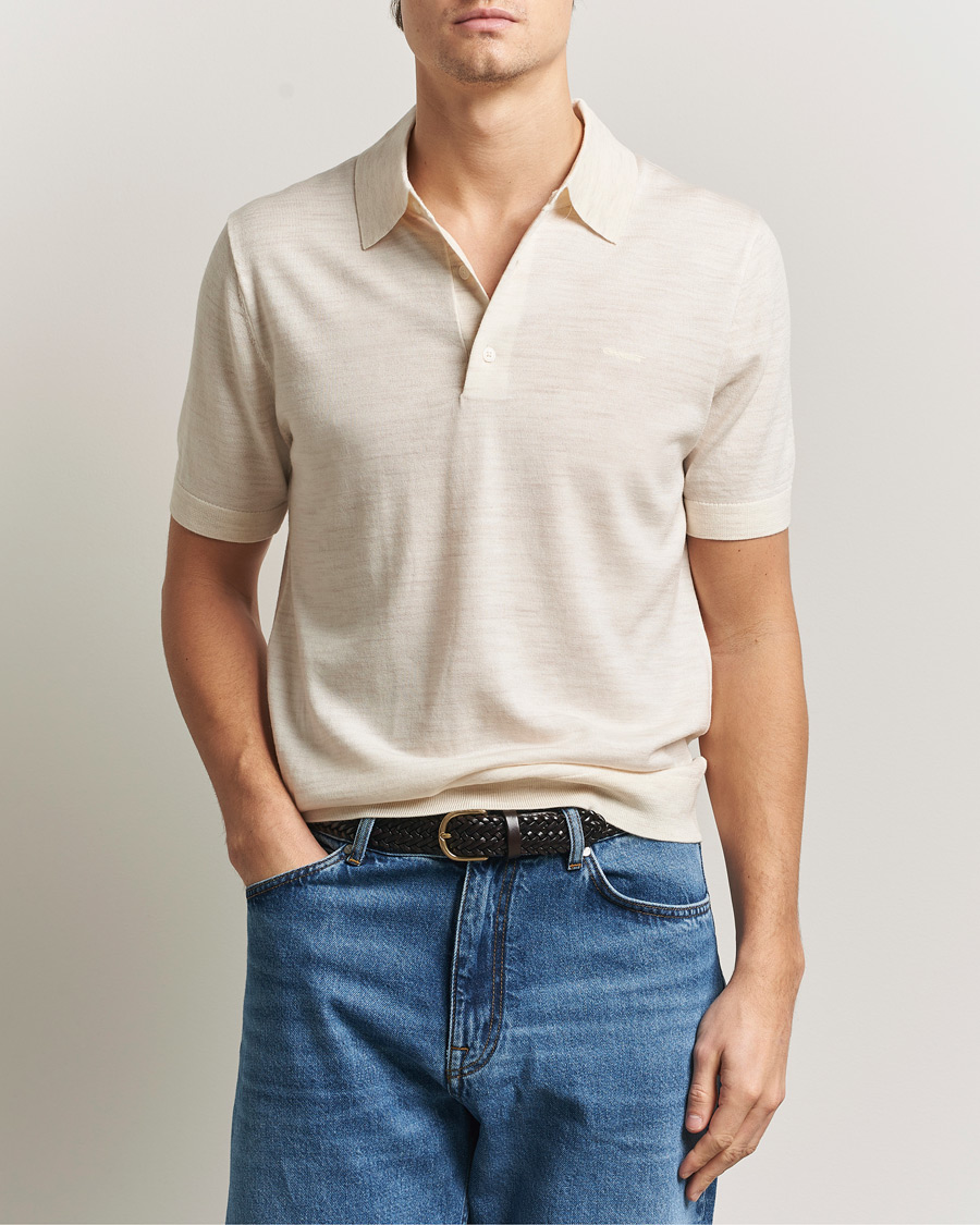 Men | Polo Shirts | GANT | Extrafine Merino Polo Seed Melange