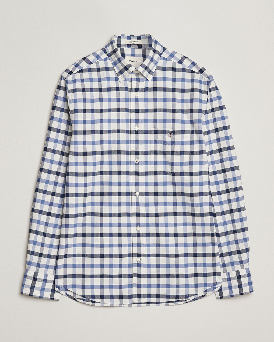 Men | Shirts | Gant | Regular Fit Oxford Checked Shirt Greyish Blue