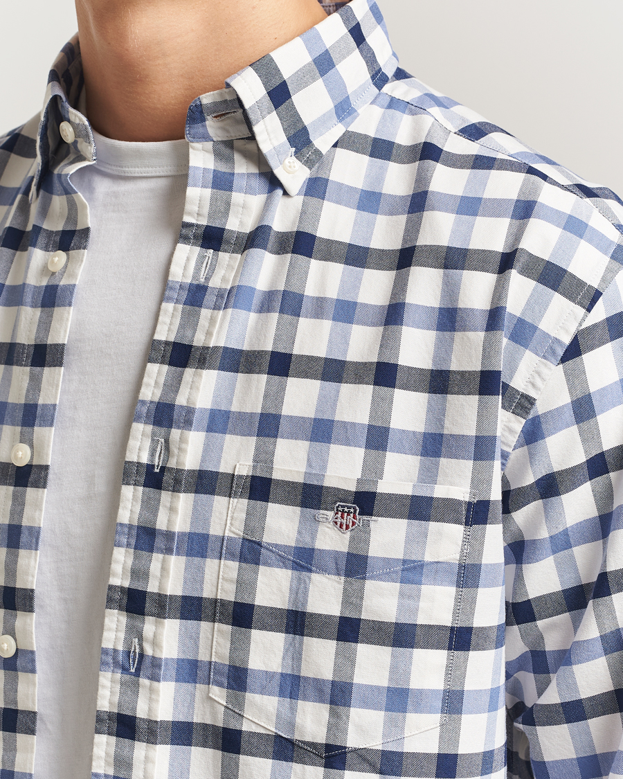 Men | Shirts | Gant | Regular Fit Oxford Checked Shirt Greyish Blue