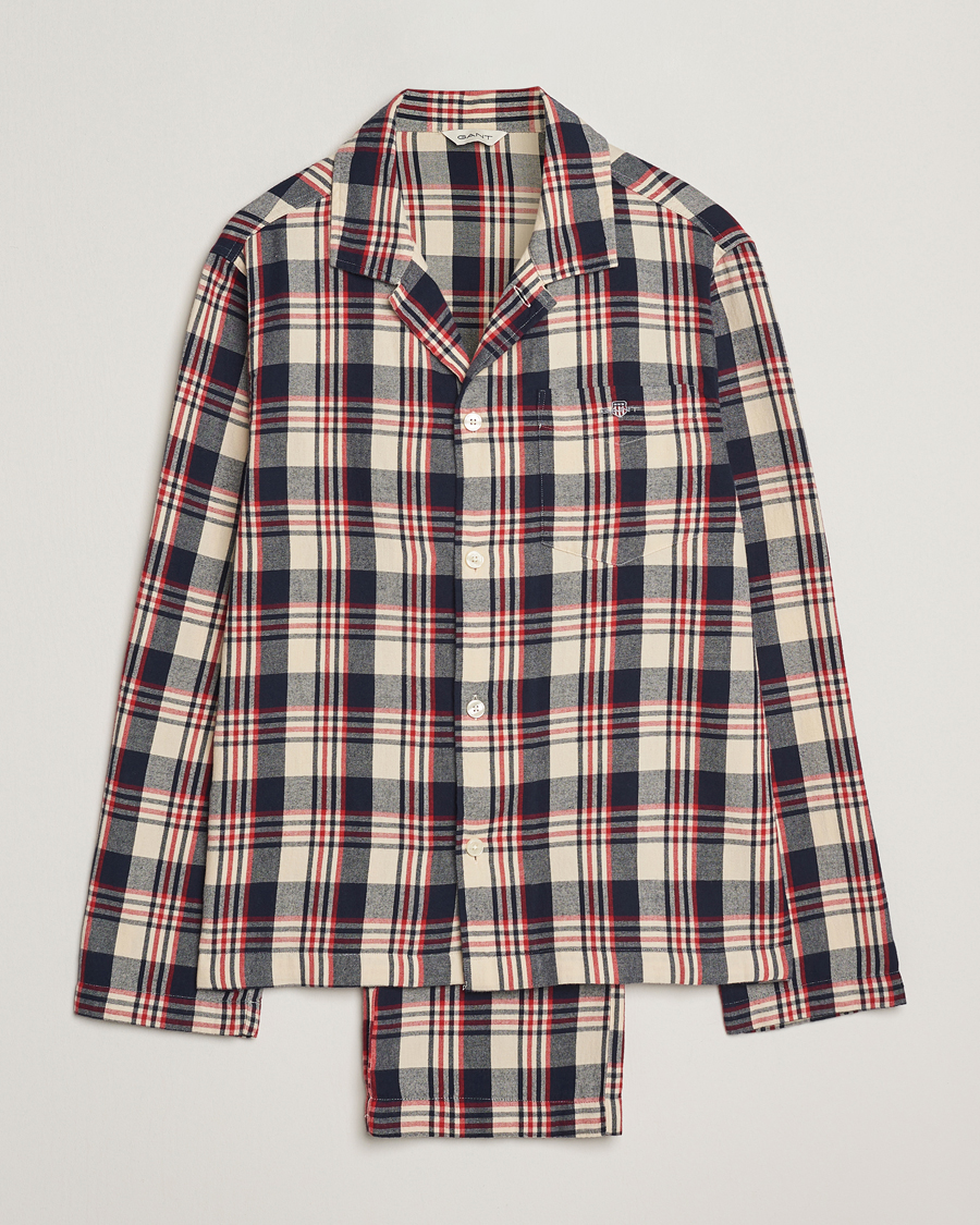 Men | Pyjamas & Robes | GANT | Flannel Checked Pyjama Set Ruby Red