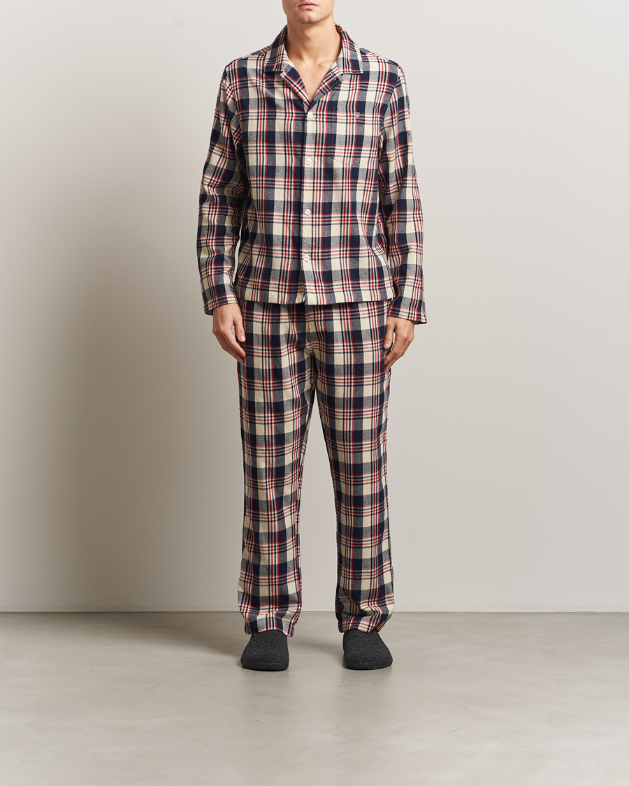 Men | Pyjamas & Robes | GANT | Flannel Checked Pyjama Set Ruby Red