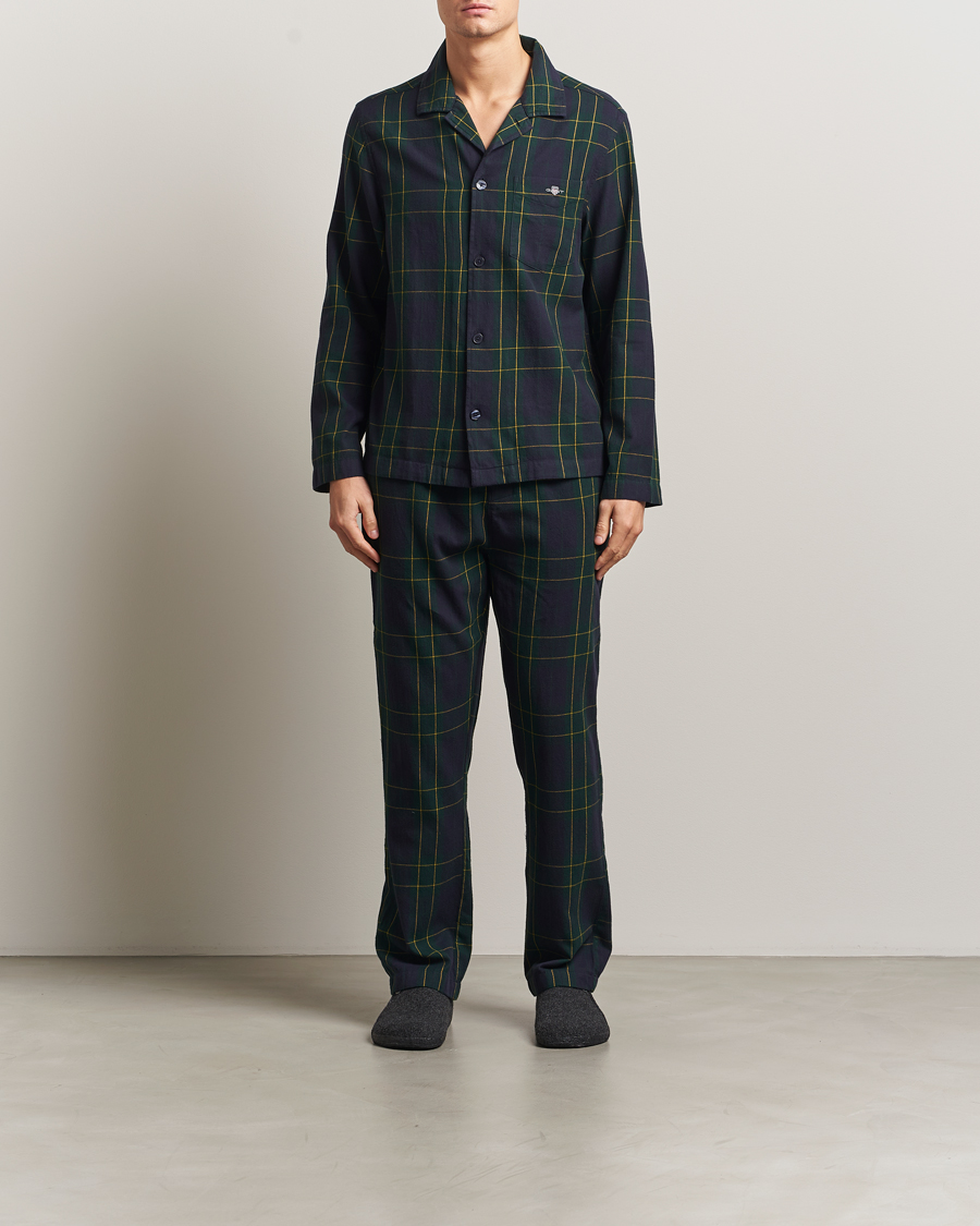 Men | Pyjamas & Robes | GANT | Flannel Checked Pyjama Set Forest Green