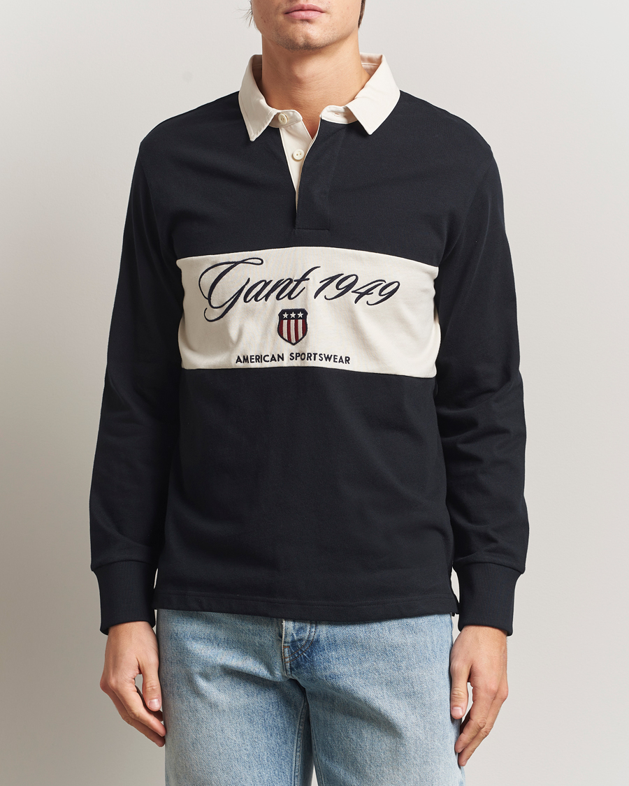 Men | Sweaters & Knitwear | Gant | Blocked Logo Heavy Rugger Black