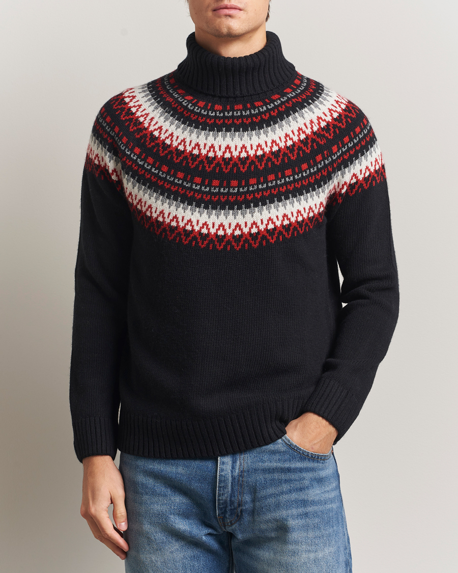Men | Sweaters & Knitwear | Gant | Fairisle Knitted Turtleneck Black