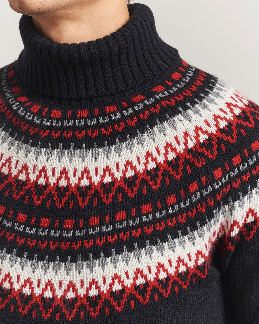 Men | Sweaters & Knitwear | GANT | Fairisle Knitted Turtleneck Black