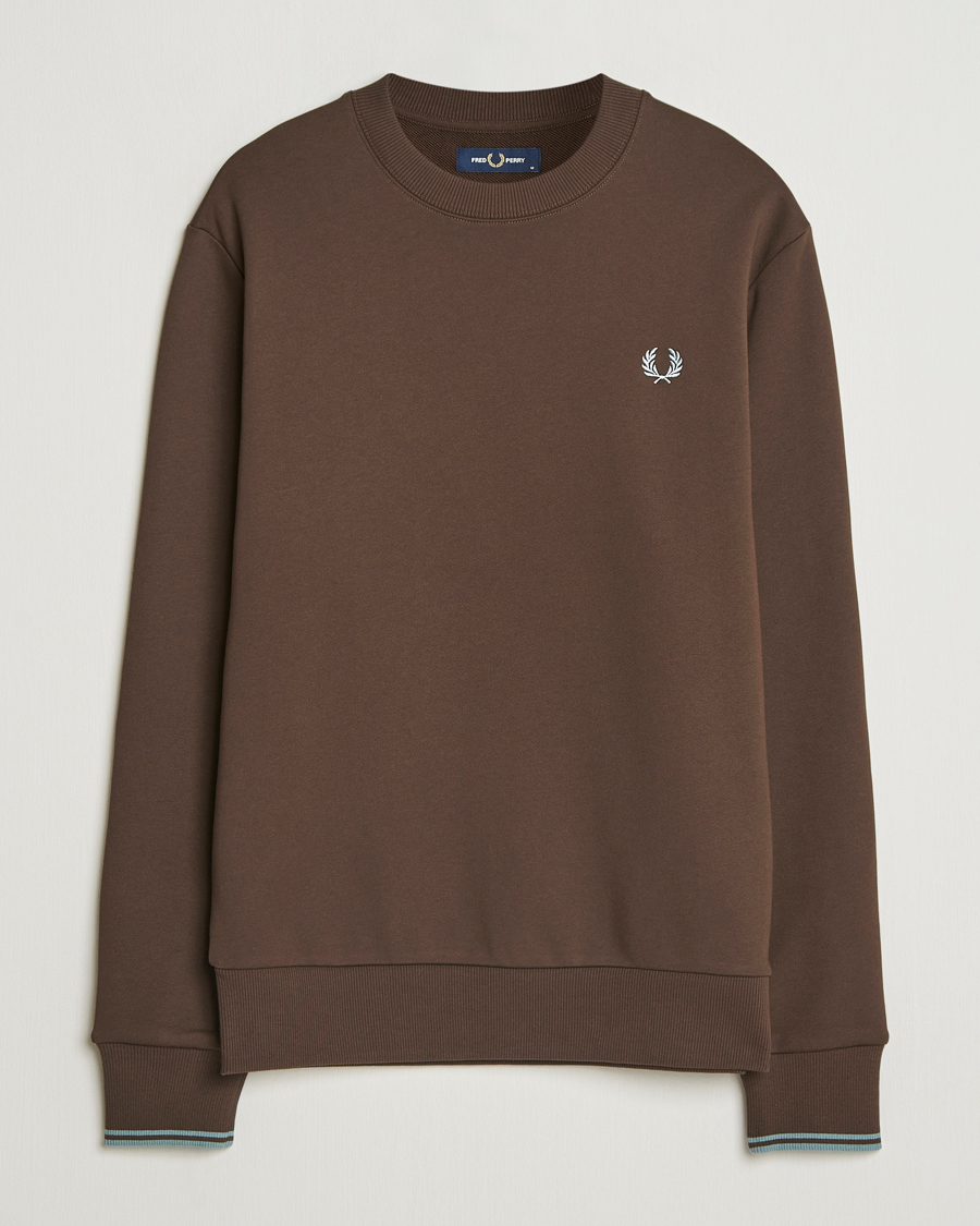 Men | Sweaters & Knitwear | Fred Perry | Crew Neck Sweatshirt Burnt Tobacco