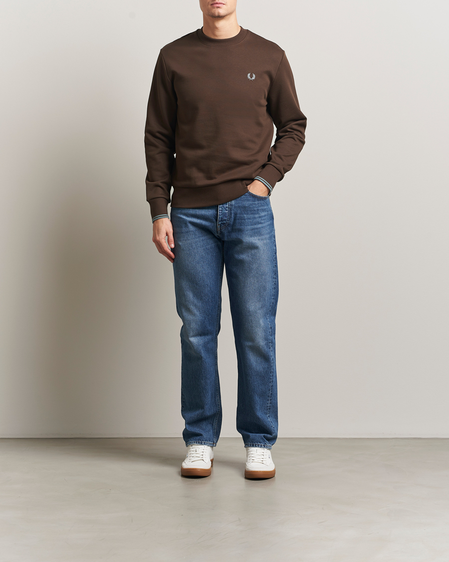 Men | Sweaters & Knitwear | Fred Perry | Crew Neck Sweatshirt Burnt Tobacco
