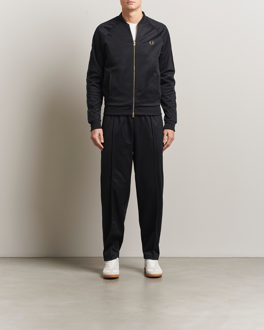 Men | Sweaters & Knitwear | Fred Perry | Blackwatch Tartan Taped Track Jacket Black