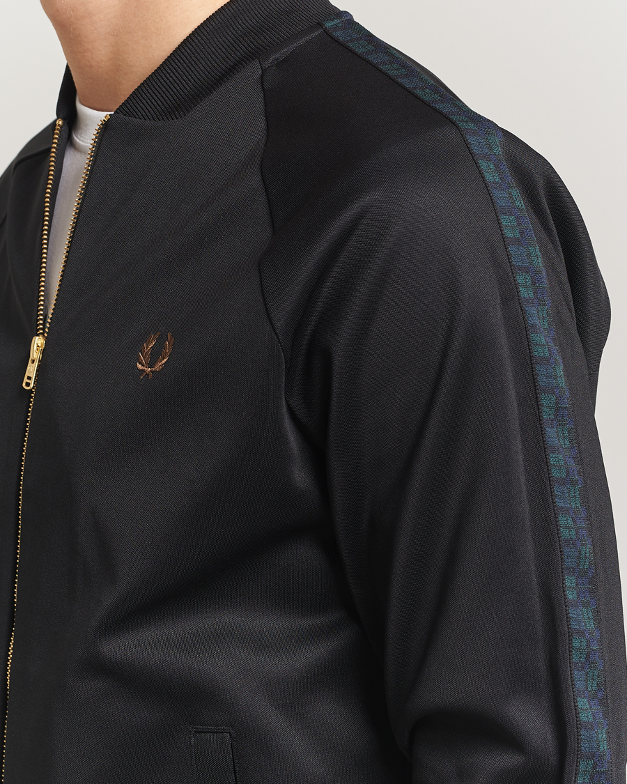 Fred Perry Blackwatch Tartan Taped Track Jacket Black at