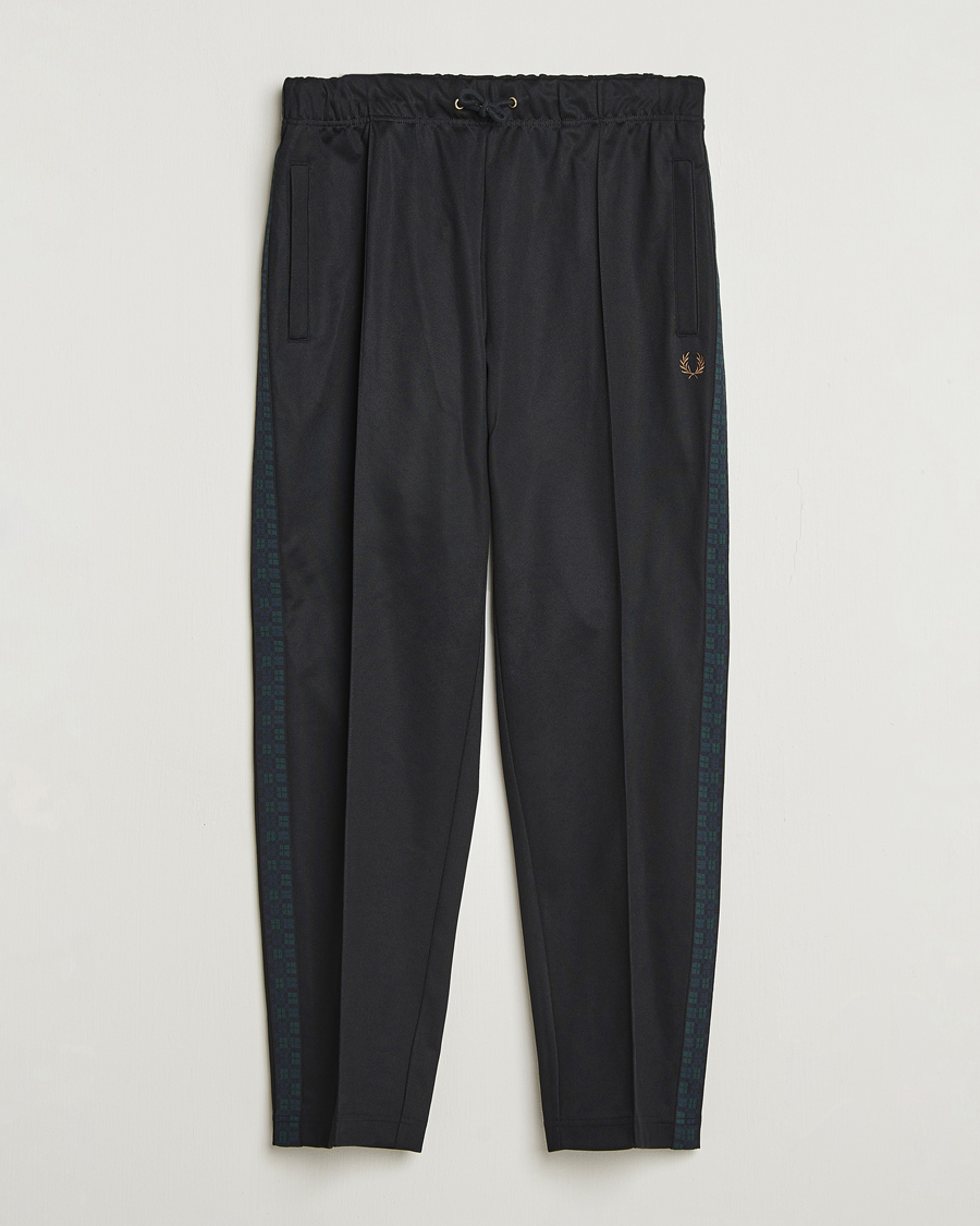 Men | Trousers | Fred Perry | Blackwatch Tartan Taped Track Pants Black