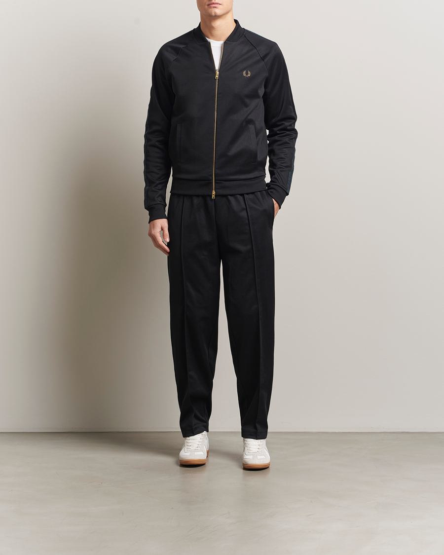 Men | Trousers | Fred Perry | Blackwatch Tartan Taped Track Pants Black