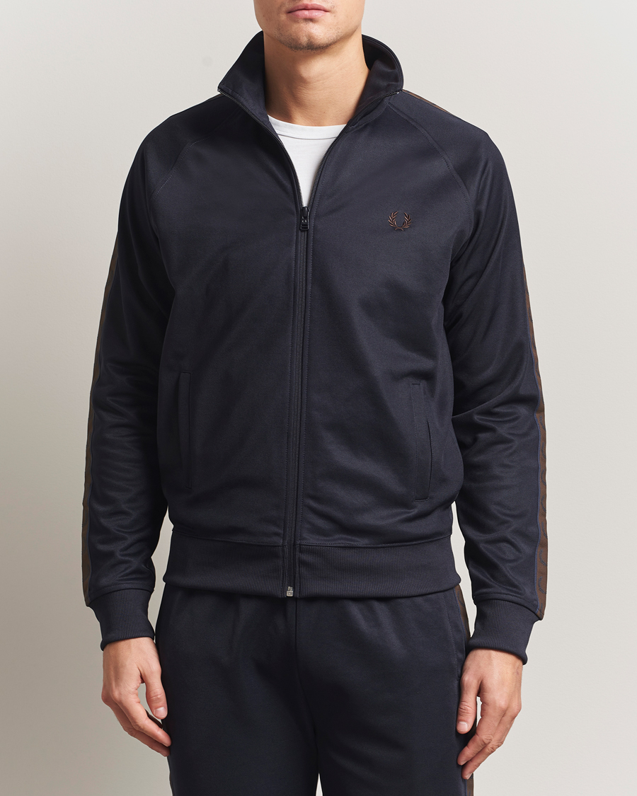Men | Sweaters & Knitwear | Fred Perry | Taped Track Jacket Navy