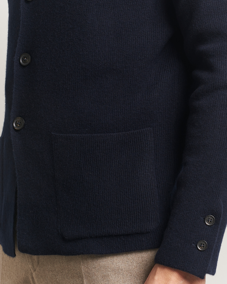 Men | Blazers | Oscar Jacobson | Antonio Knitted Wool Blazer Navy