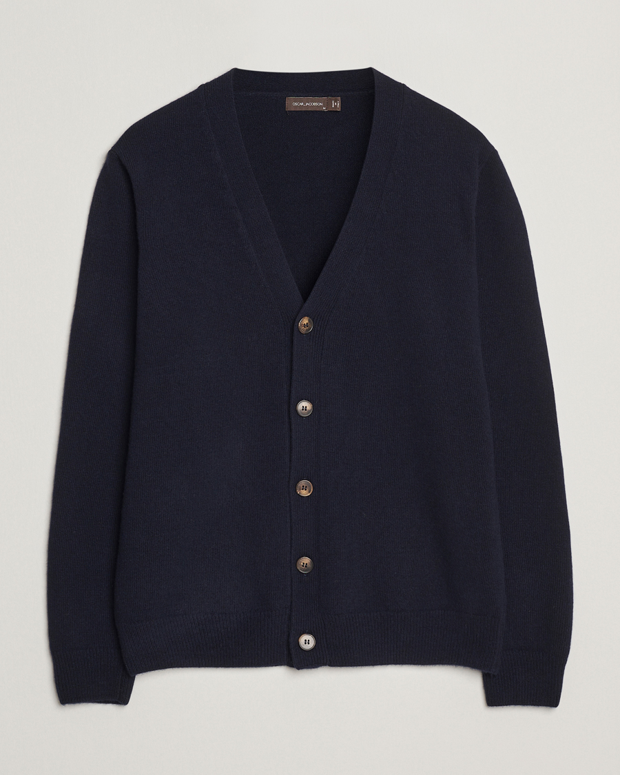 Men | Sweaters & Knitwear | Oscar Jacobson | Eduardo Wool Cardigan Navy