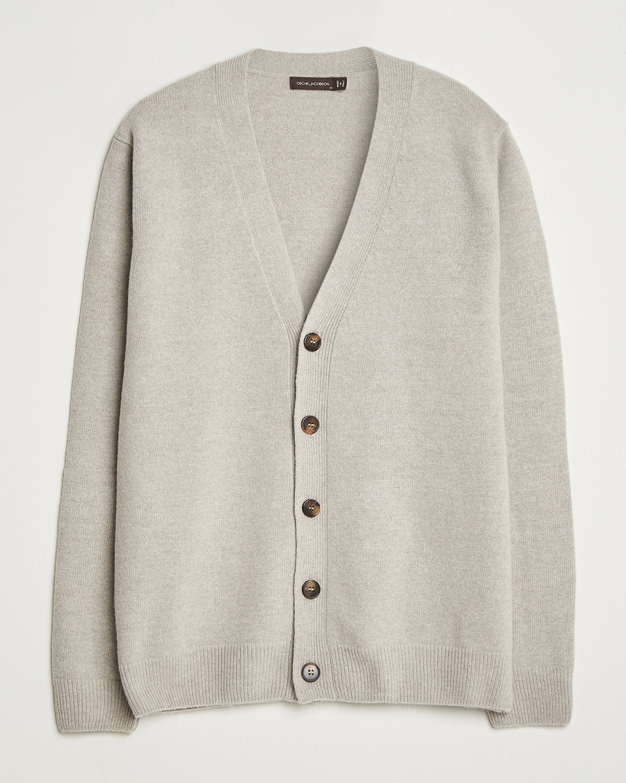 Men | Sweaters & Knitwear | Oscar Jacobson | Eduardo Wool Cardigan Beige