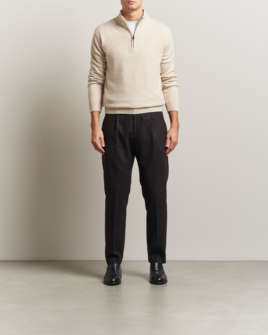 Men | Sweaters & Knitwear | Oscar Jacobson | Paul Wool/Cashmere Half-Zip Creme