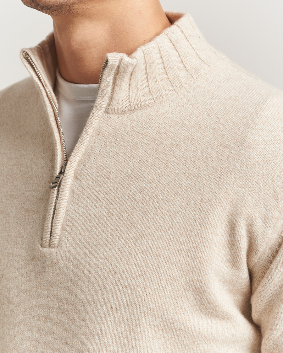 Men | Sweaters & Knitwear | Oscar Jacobson | Paul Wool/Cashmere Half-Zip Creme