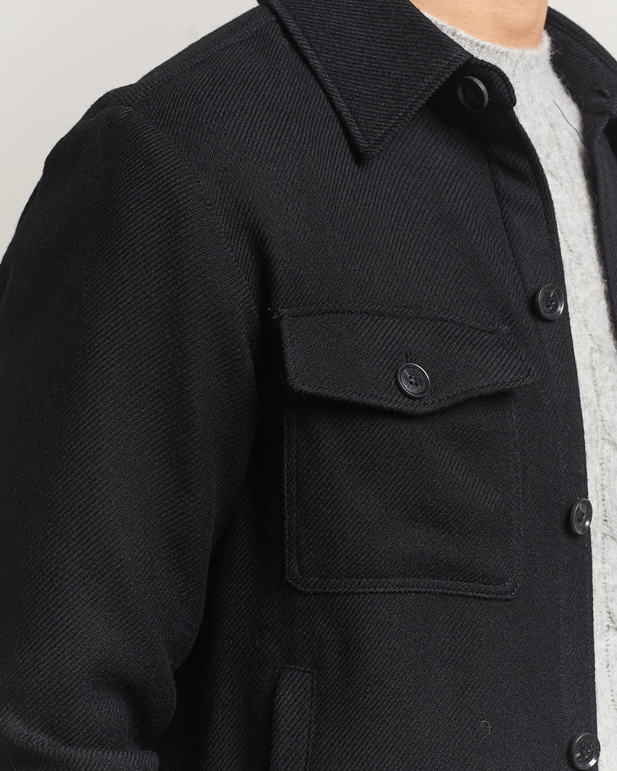 Men | Coats & Jackets | Oscar Jacobson | Maverick Wool Overshirt Black