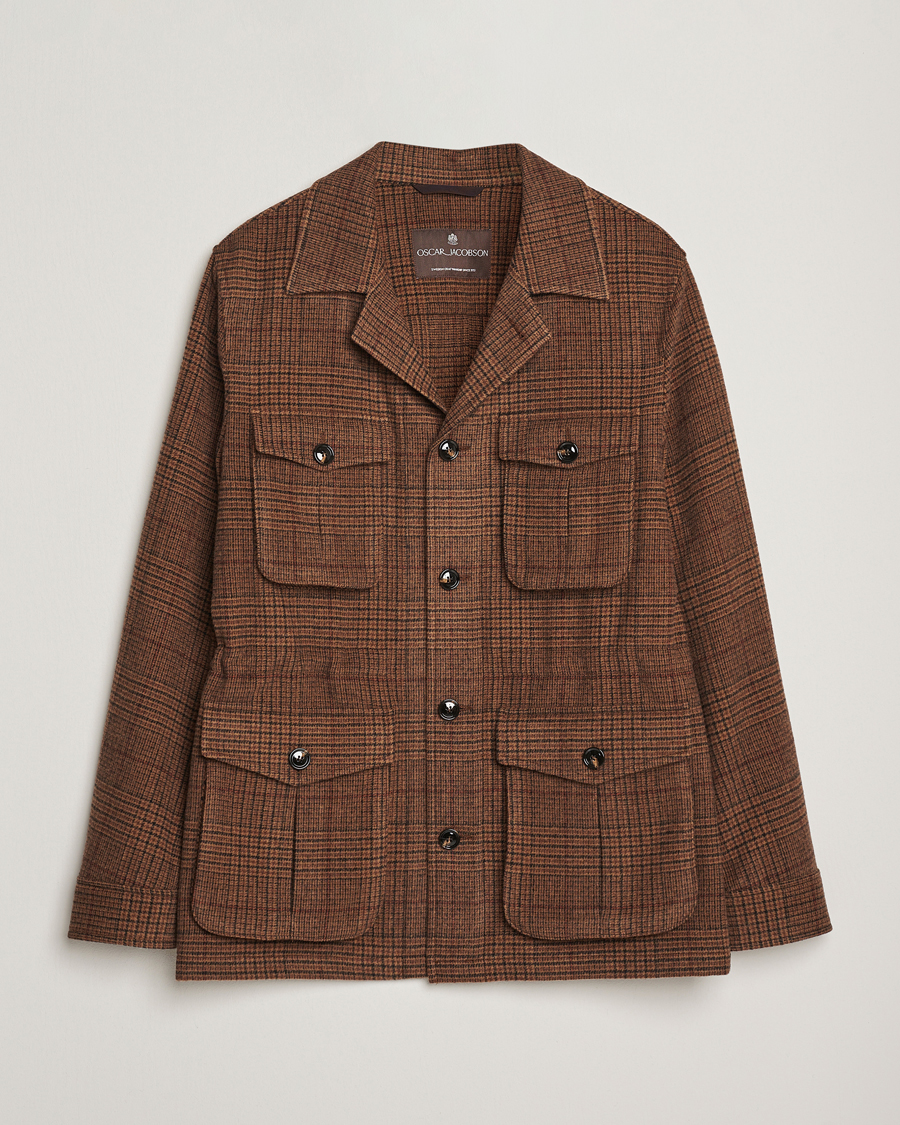 Men | Coats & Jackets | Oscar Jacobson | Sirolo Checked Shirt Jacket Brown