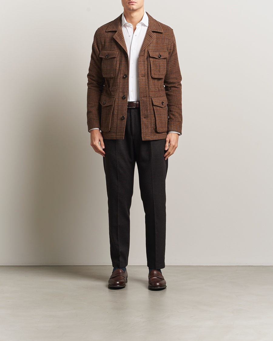 Men | Coats & Jackets | Oscar Jacobson | Sirolo Checked Shirt Jacket Brown