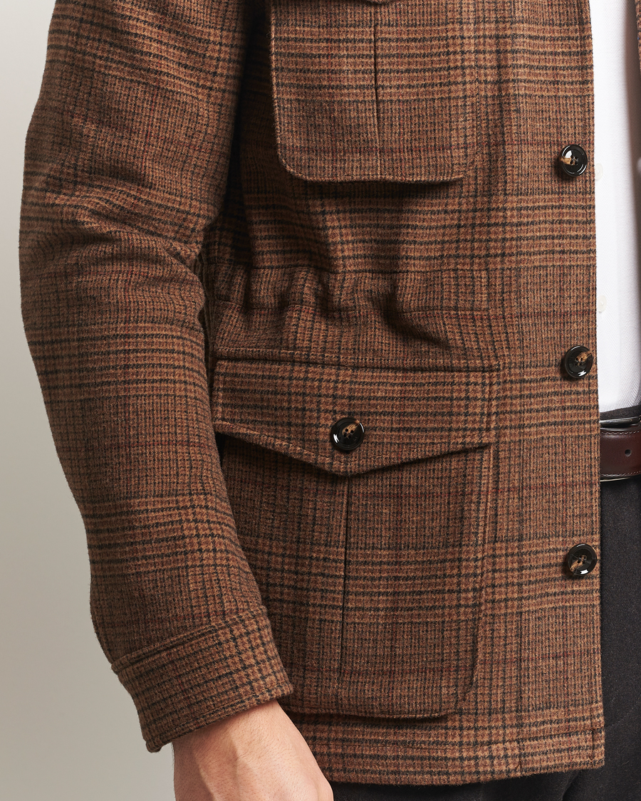 Men | Coats & Jackets | Oscar Jacobson | Sirolo Checked Shirt Jacket Brown