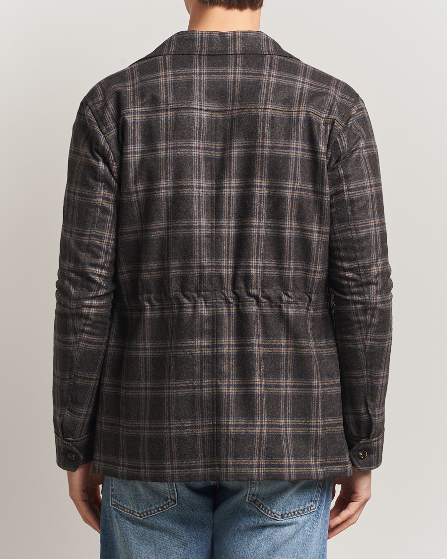 Men | Coats & Jackets | Oscar Jacobson | Sirolo Checked Shirt Jacket Brown/Blue