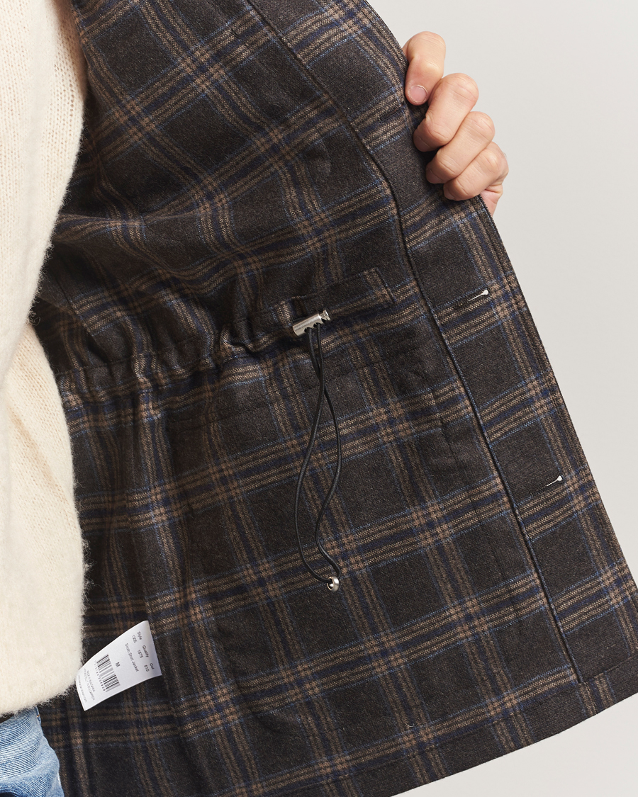 Oscar Jacobson Sirolo Checked Shirt Jacket Brown/Blue at