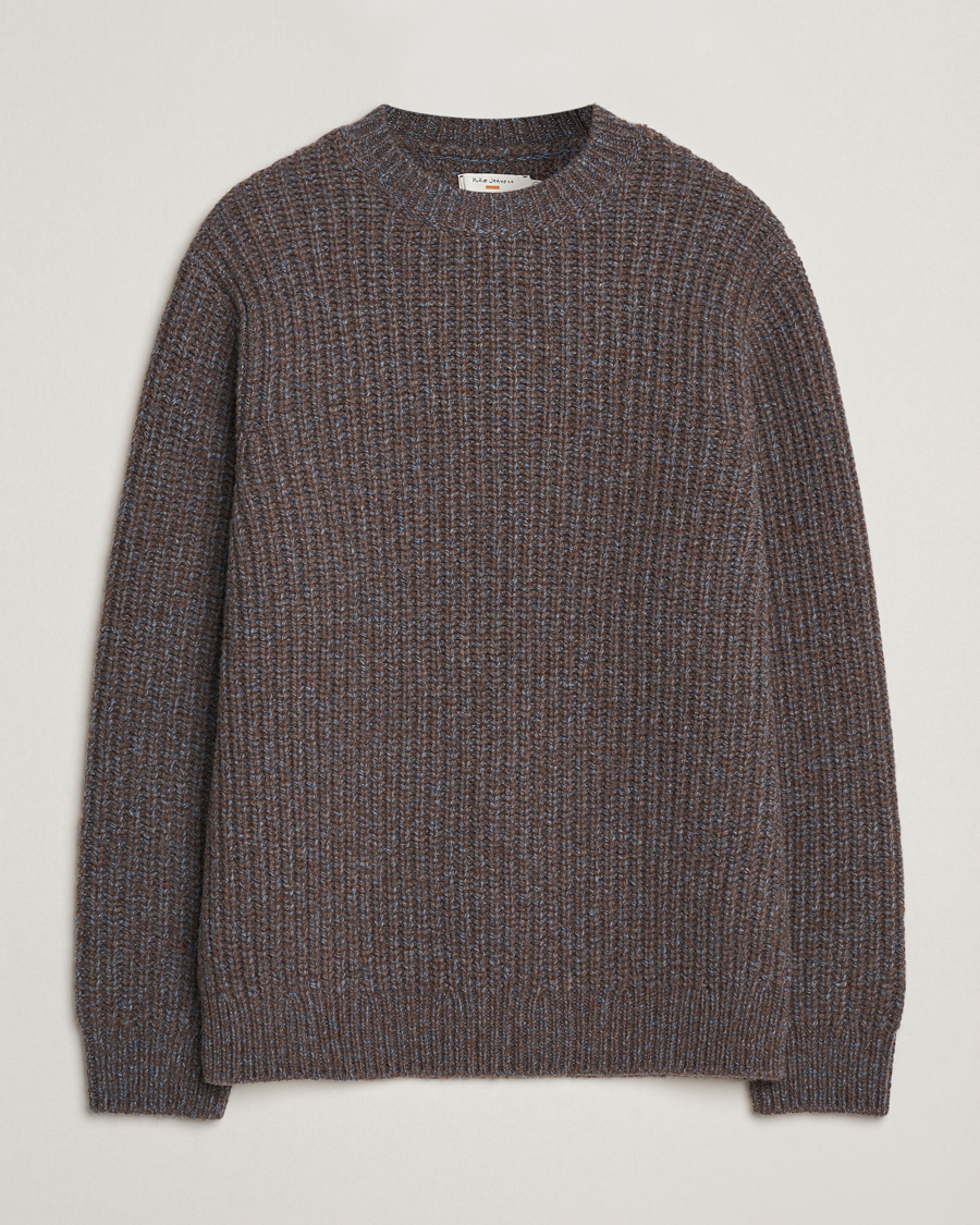 Men | Sweaters & Knitwear | Nudie Jeans | August Chunky Knitted Wool Sweater Brown