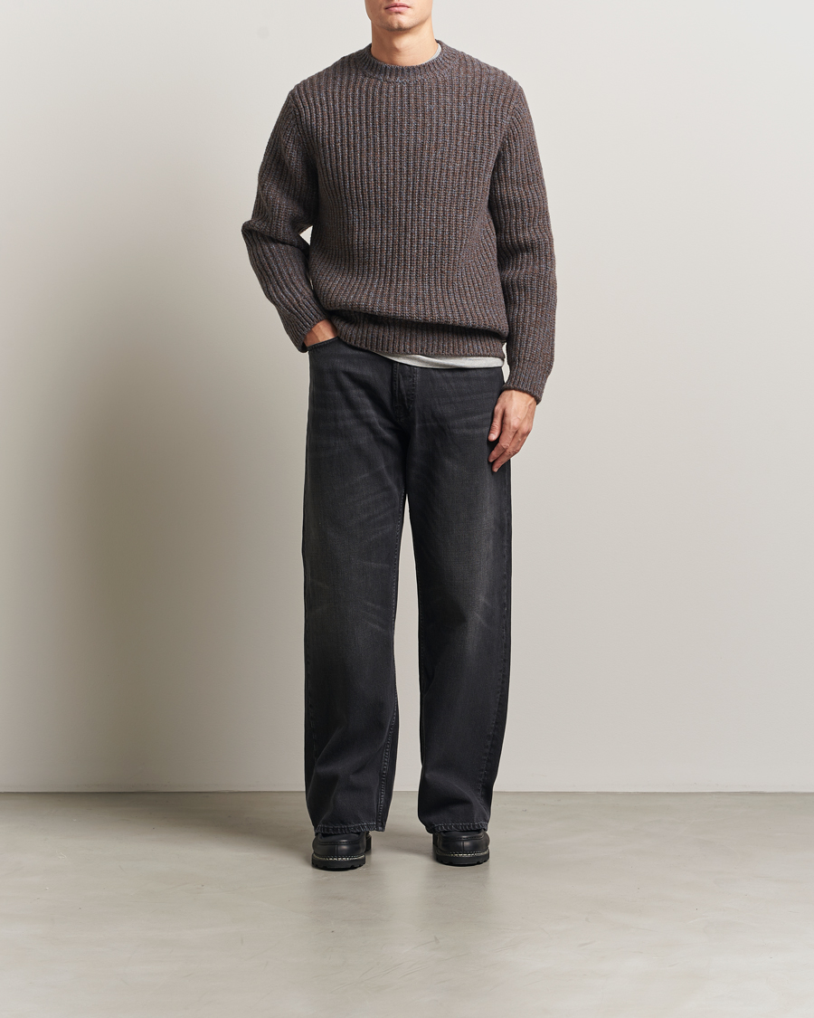 Men | Sweaters & Knitwear | Nudie Jeans | August Chunky Knitted Wool Sweater Brown