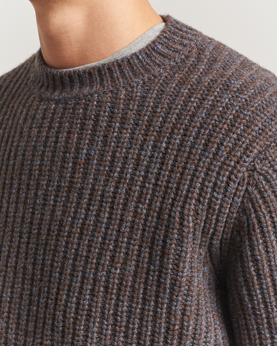 Men | Sweaters & Knitwear | Nudie Jeans | August Chunky Knitted Wool Sweater Brown