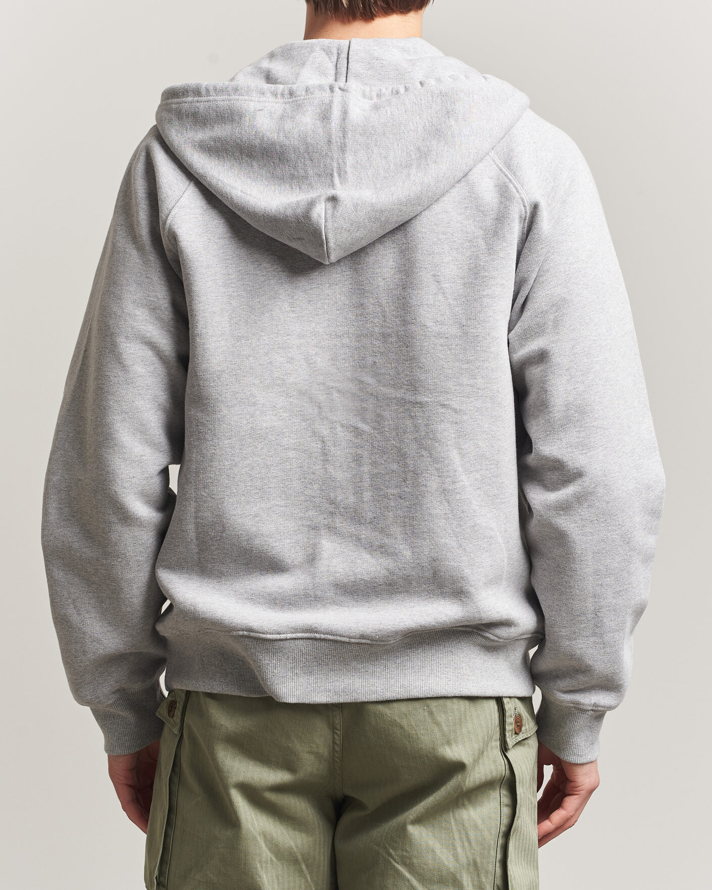 Men | Sweaters & Knitwear | Nudie Jeans | Gunde Logo Full Zip Hoodie Grey Melange