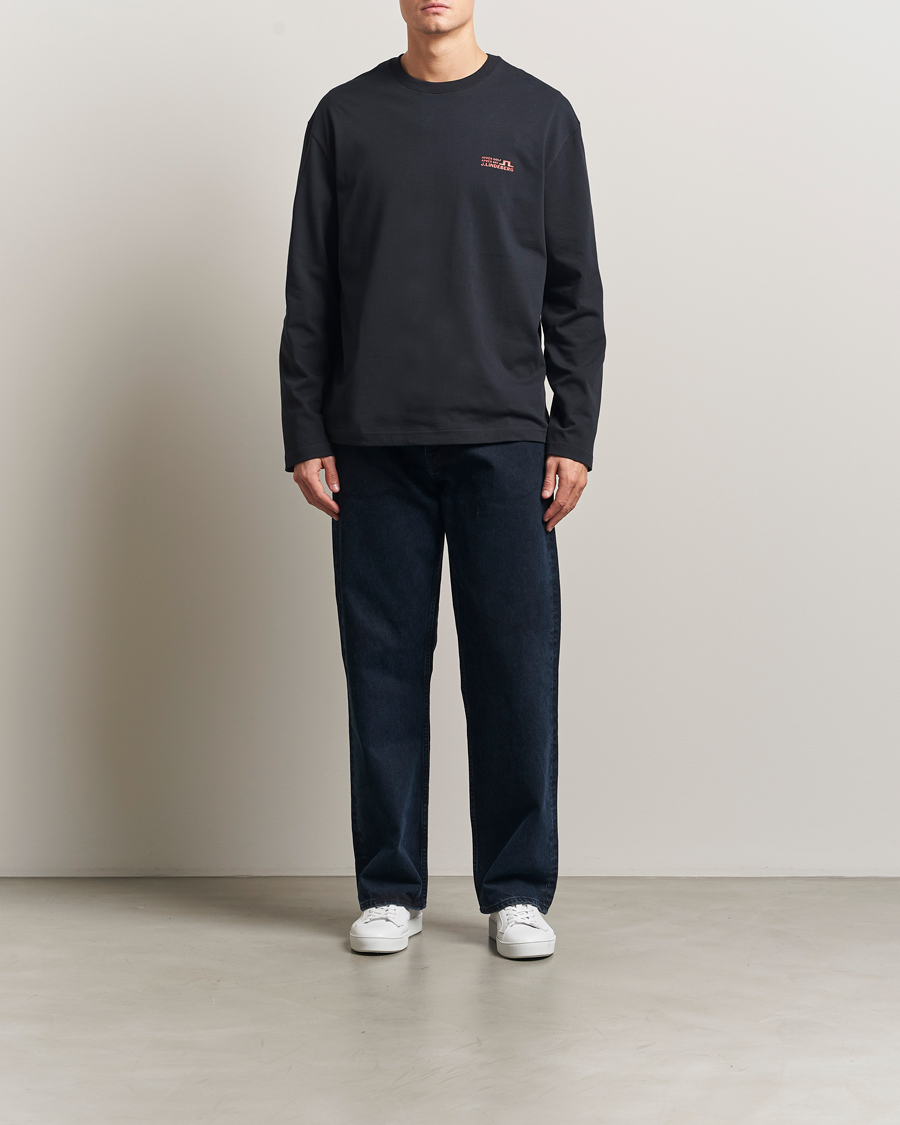 Men | T-Shirts | J.Lindeberg | Walsh Printed Long Sleeve T-Shirt Black