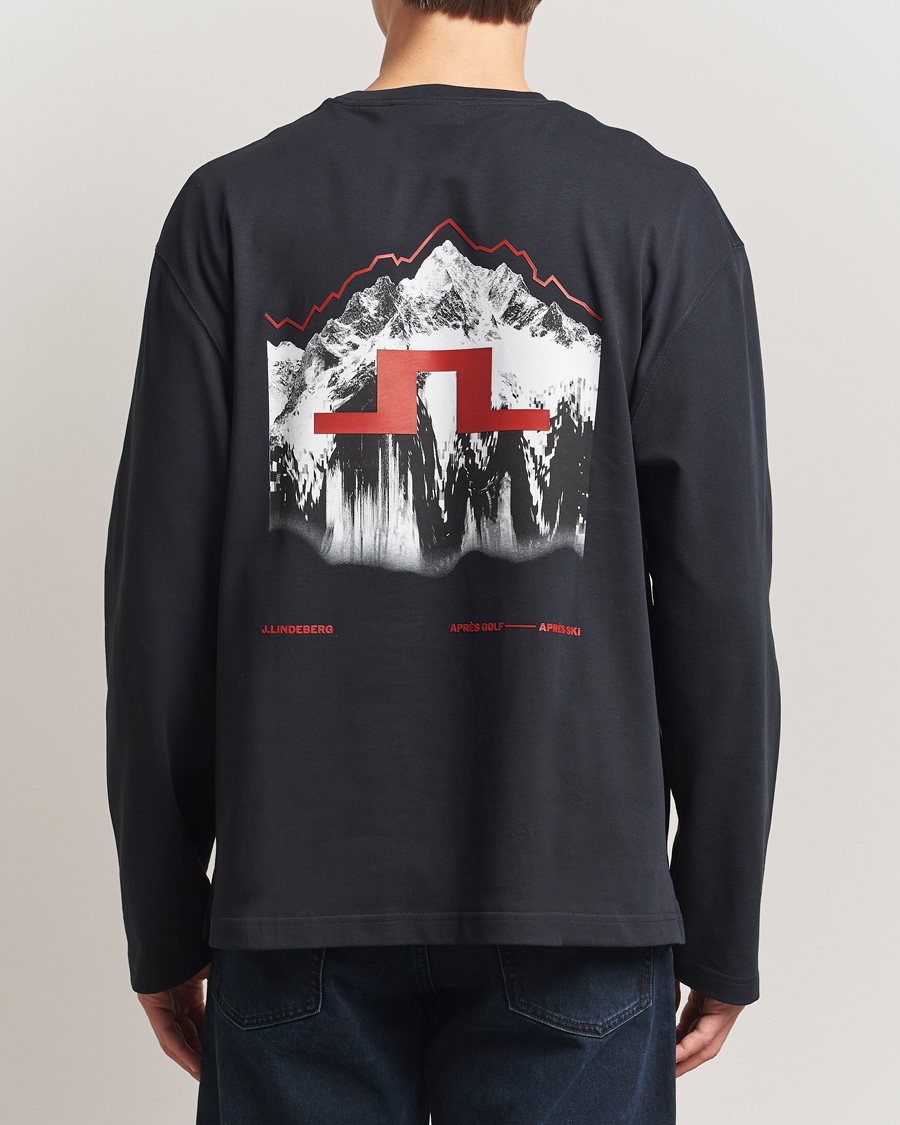 Men | T-Shirts | J.Lindeberg | Walsh Printed Long Sleeve T-Shirt Black