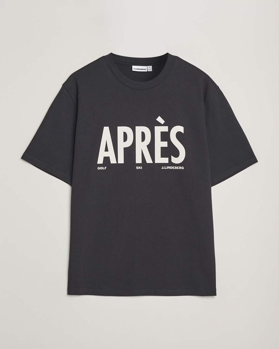 Men | T-Shirts | J.Lindeberg | Hale Printed Crew Neck T-Shirt Black