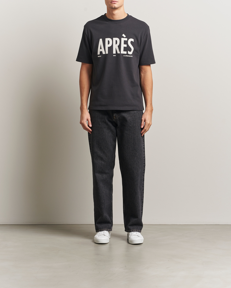 Men | T-Shirts | J.Lindeberg | Hale Printed Crew Neck T-Shirt Black