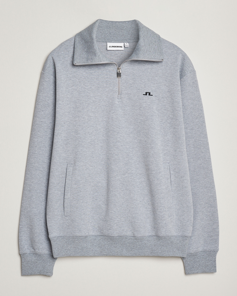 Men | Sweaters & Knitwear | J.Lindeberg | Callan Jersey Half Zip Medium Grey Melange