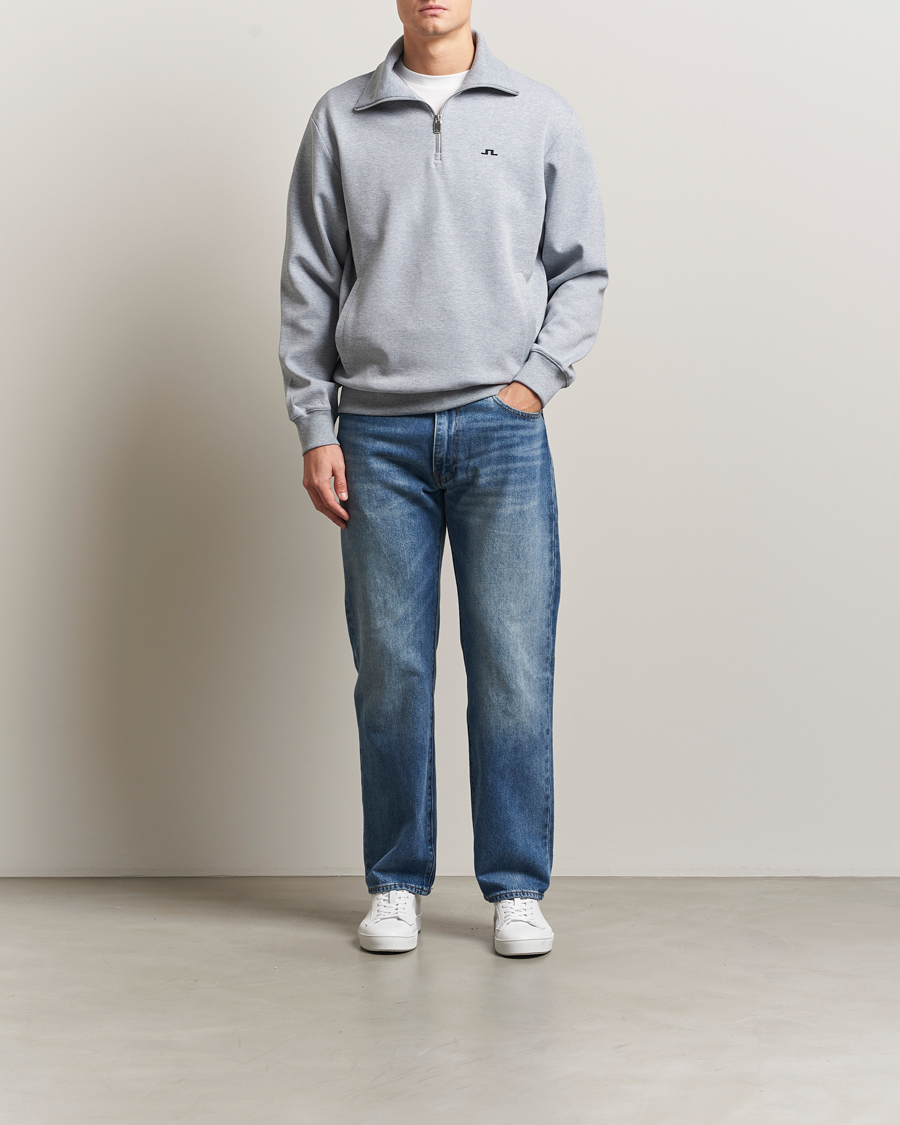 Men | Sweaters & Knitwear | J.Lindeberg | Callan Jersey Half Zip Medium Grey Melange