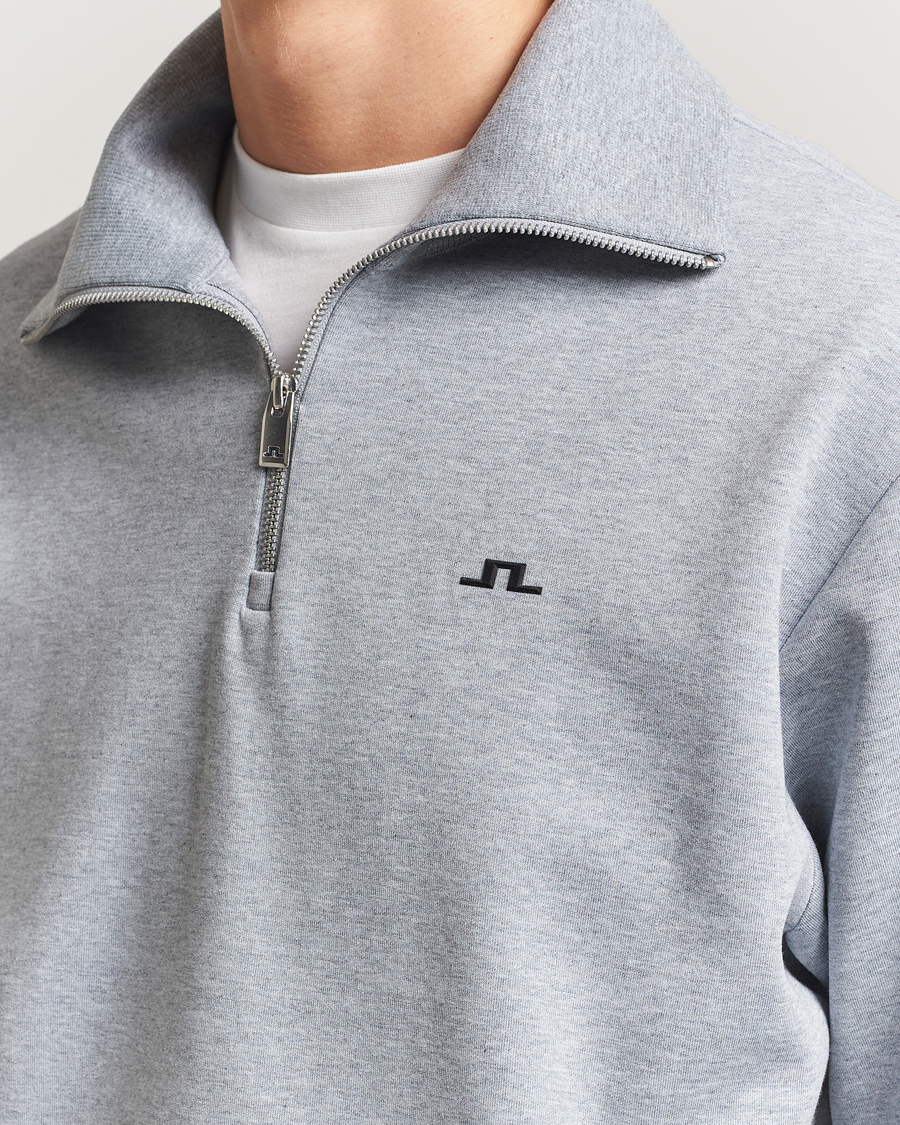 Men | Sweaters & Knitwear | J.Lindeberg | Callan Jersey Half Zip Medium Grey Melange