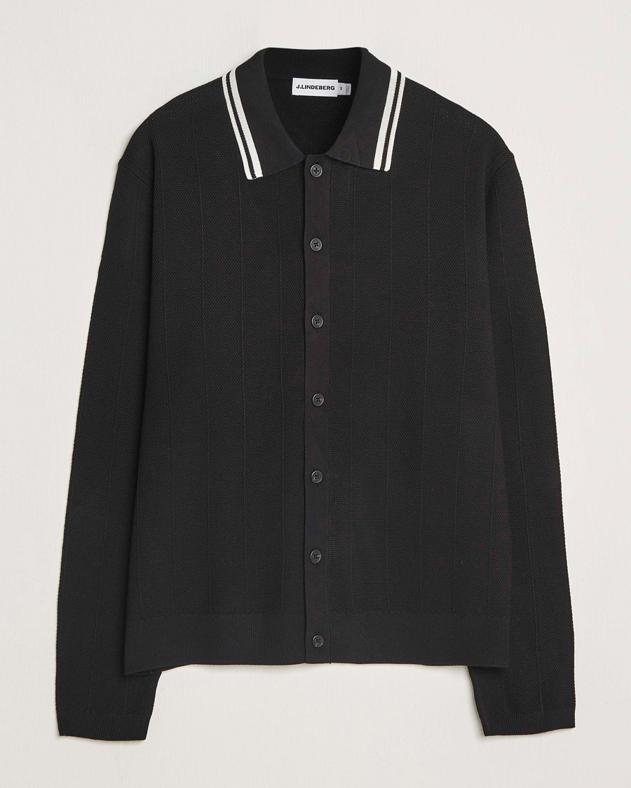 Men | Sweaters & Knitwear | J.Lindeberg | Willem Structured Cardigan Black