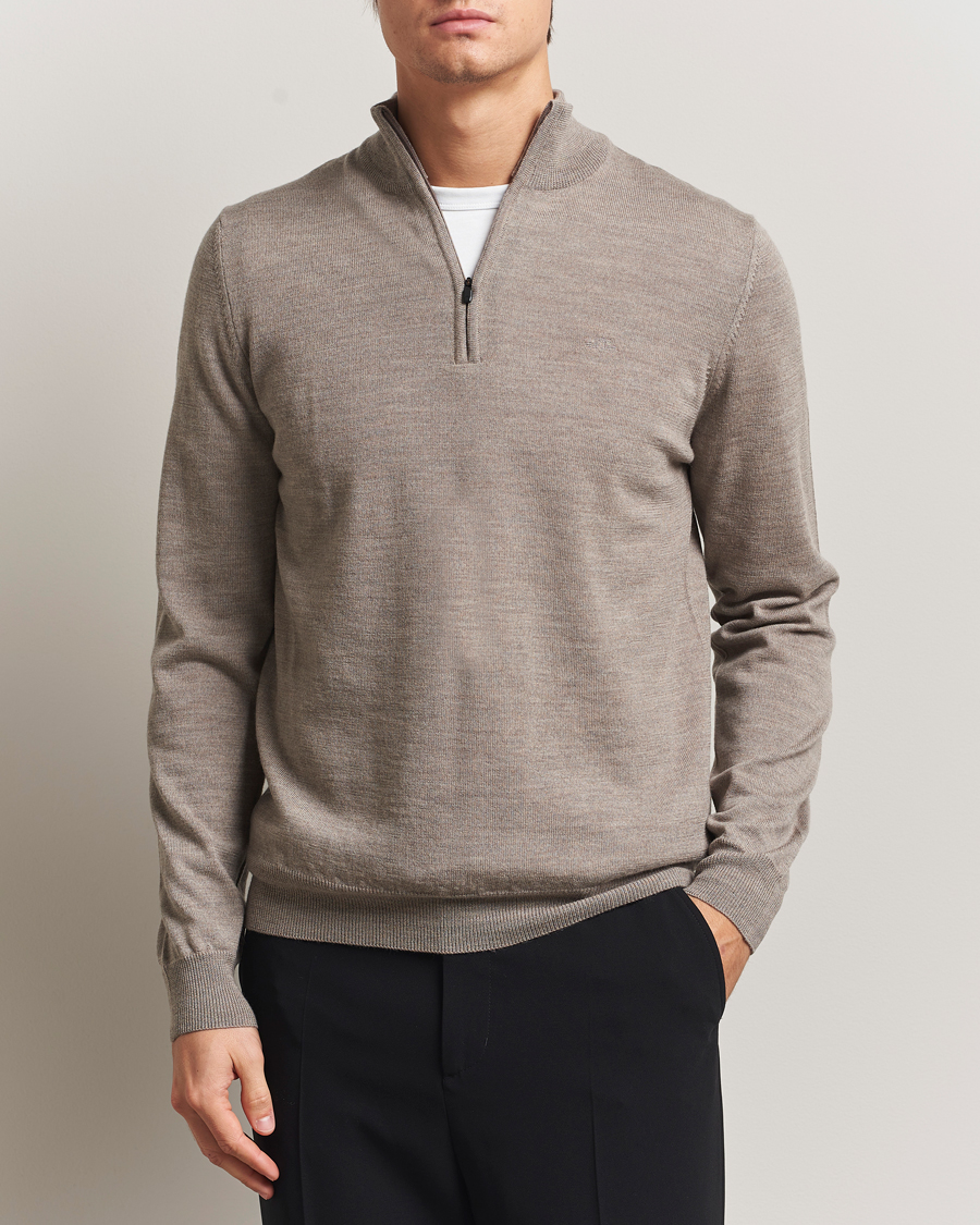 Men | Sweaters & Knitwear | J.Lindeberg | Kiyan Merino Half Zip Brindle Melange