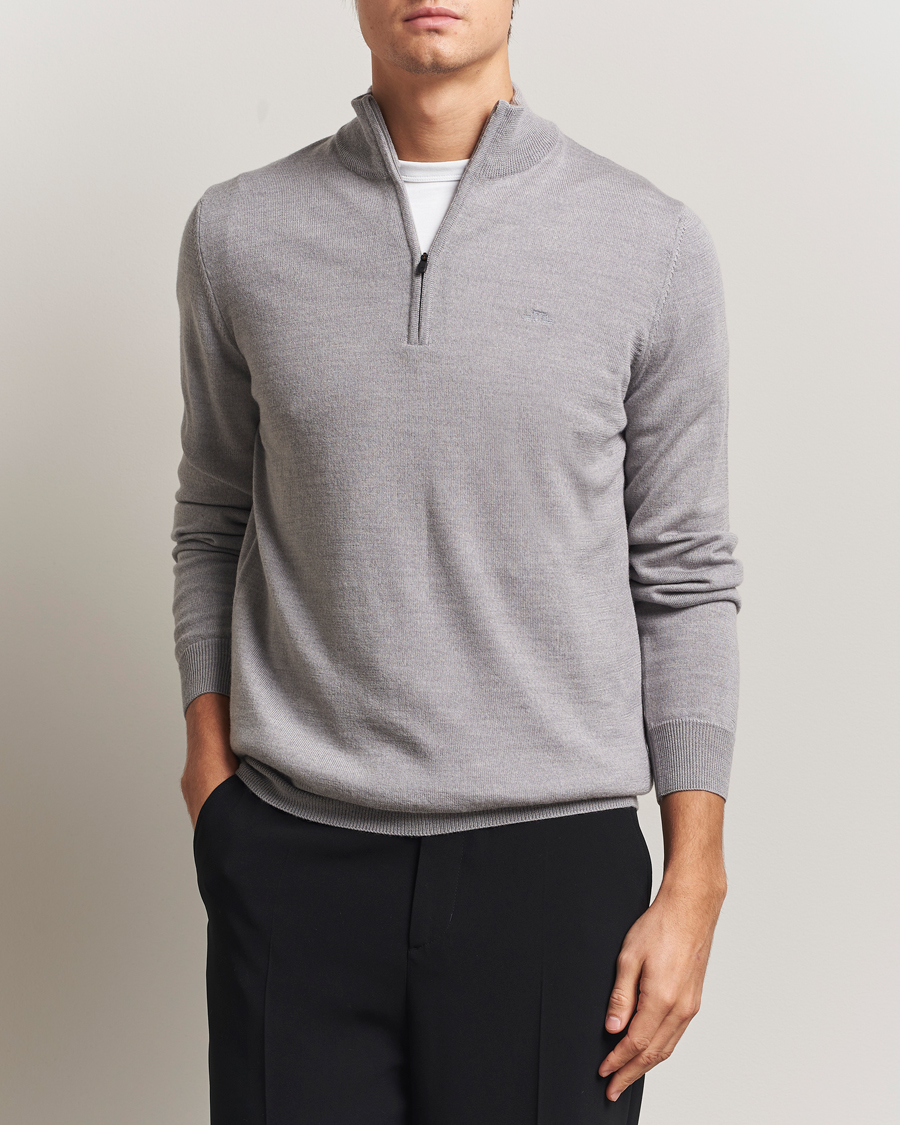 Men | Sweaters & Knitwear | J.Lindeberg | Kiyan Merino Half Zip Medium Grey Melange