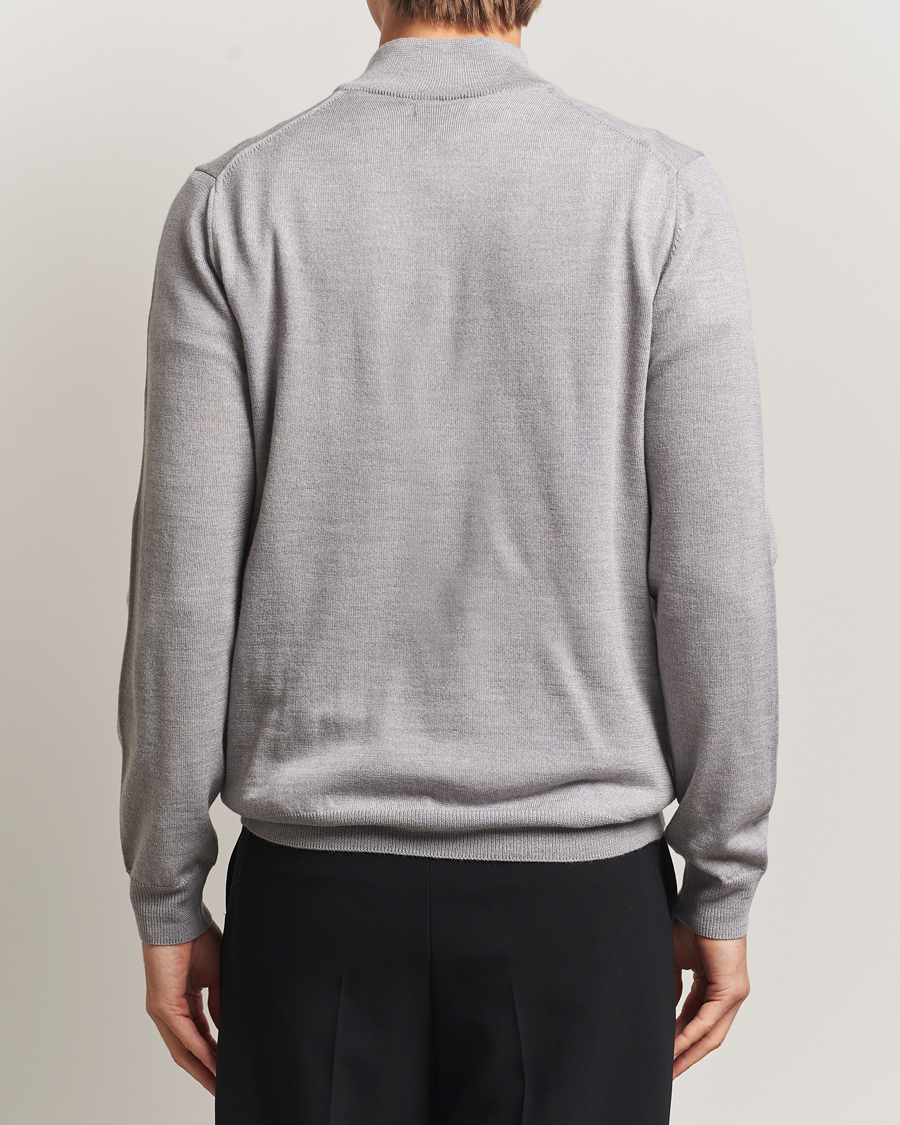 Men | Sweaters & Knitwear | J.Lindeberg | Kiyan Merino Half Zip Medium Grey Melange