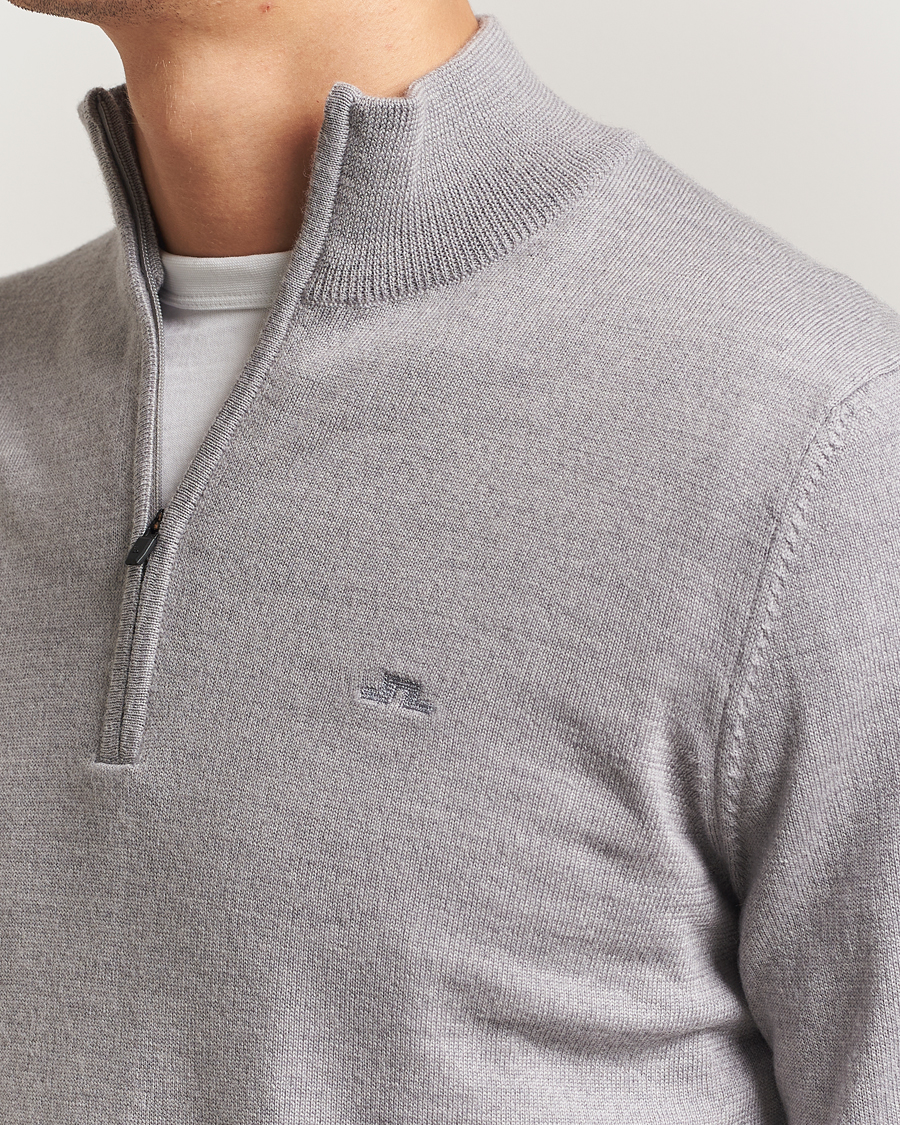 Men | Sweaters & Knitwear | J.Lindeberg | Kiyan Merino Half Zip Medium Grey Melange