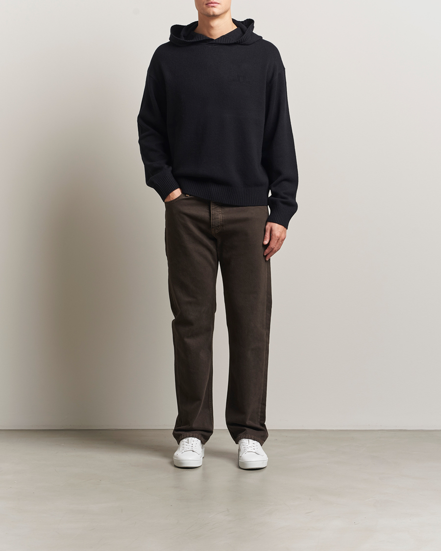 Men | Sweaters & Knitwear | J.Lindeberg | Edward Wool Knitted Hoodie Black