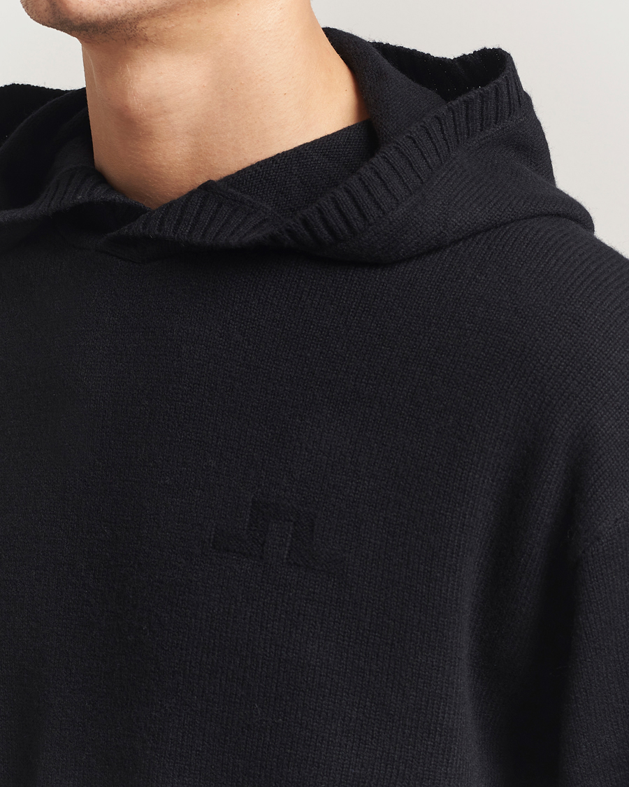 Men | Sweaters & Knitwear | J.Lindeberg | Edward Wool Knitted Hoodie Black