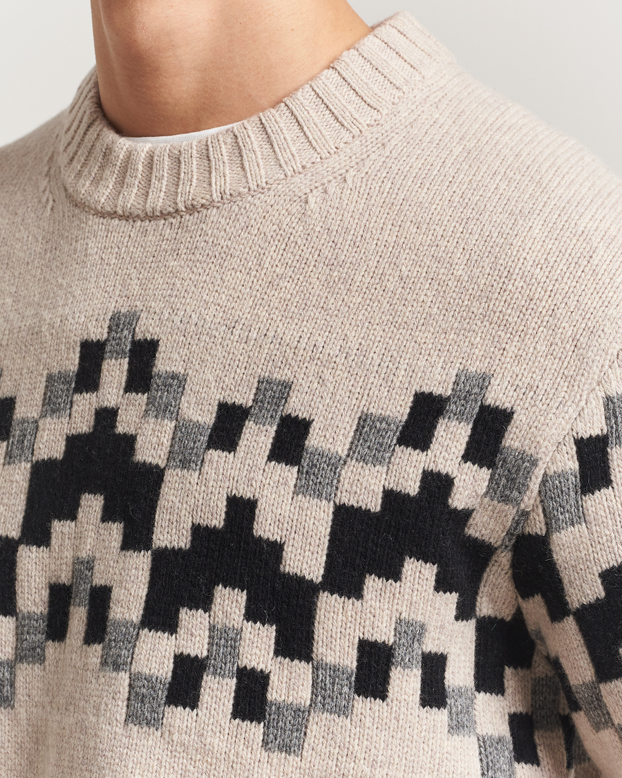 Men | Sweaters & Knitwear | J.Lindeberg | Faris Wool Knitted Fairisle Sweater Moonbeam
