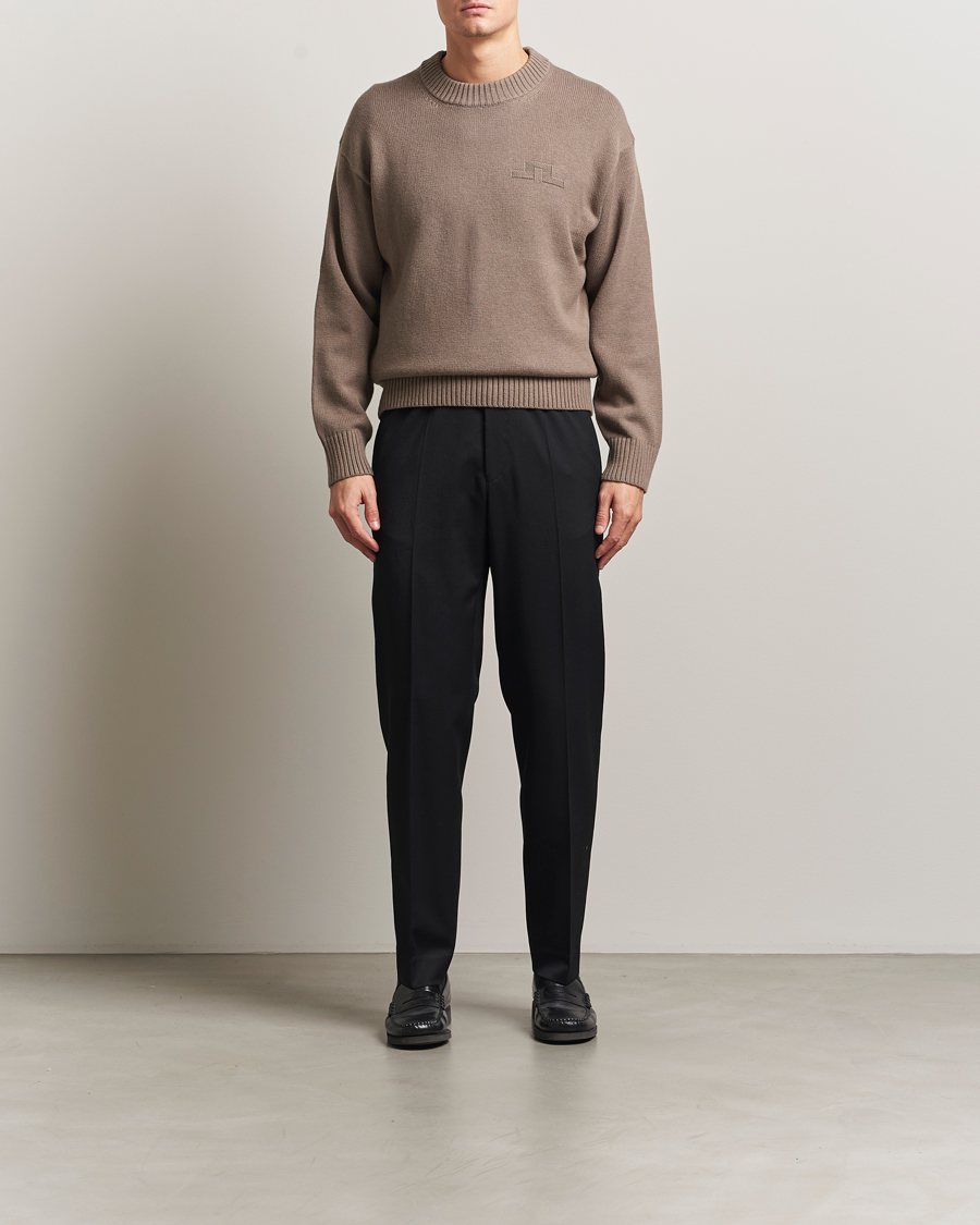 Men | Sweaters & Knitwear | J.Lindeberg | Eddy Wool/Cotton Knitted Sweater Brindle