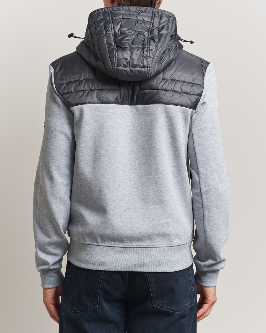 Men | Sweaters & Knitwear | J.Lindeberg | Seth Hybrid Hooded Full Zip Medium Grey Melange
