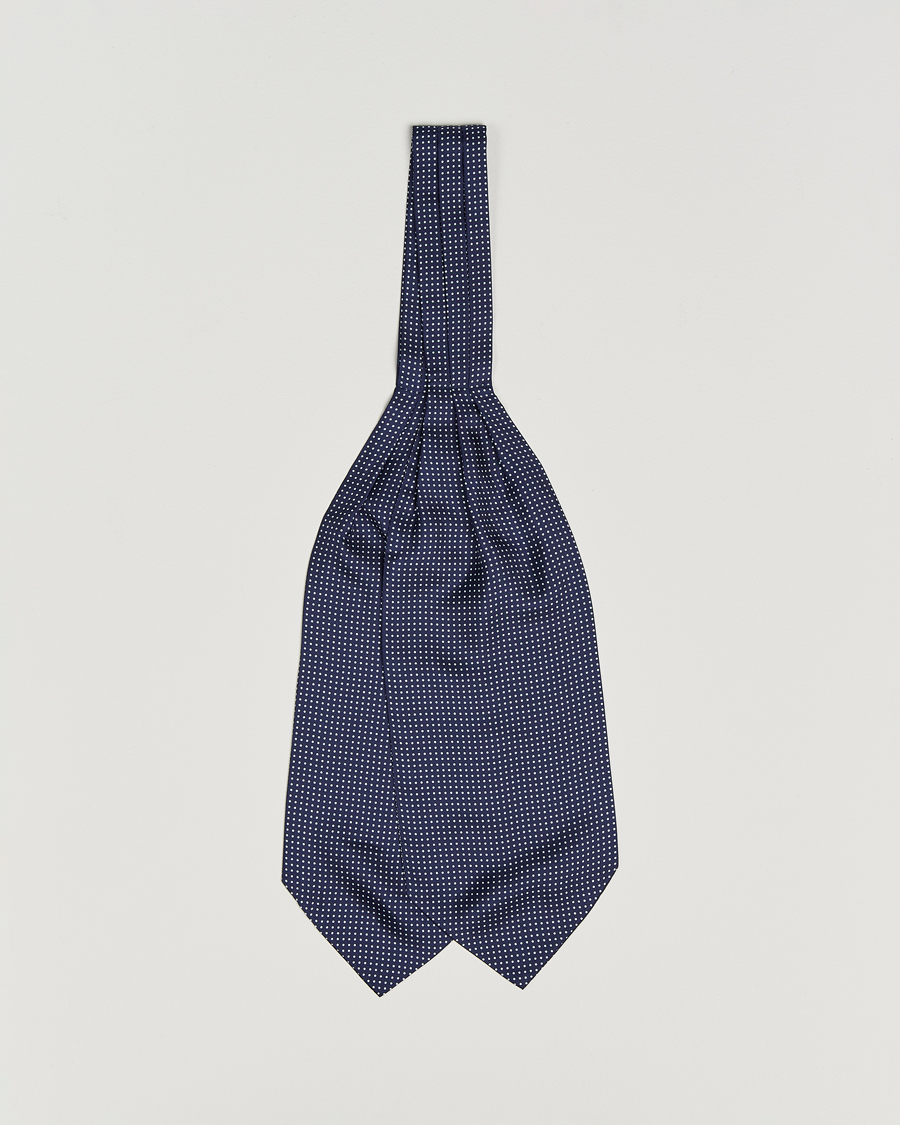 Men | Amanda Christensen Silk Twill Micro Dot Ascot Navy | Amanda Christensen | Silk Twill Micro Dot Ascot Navy