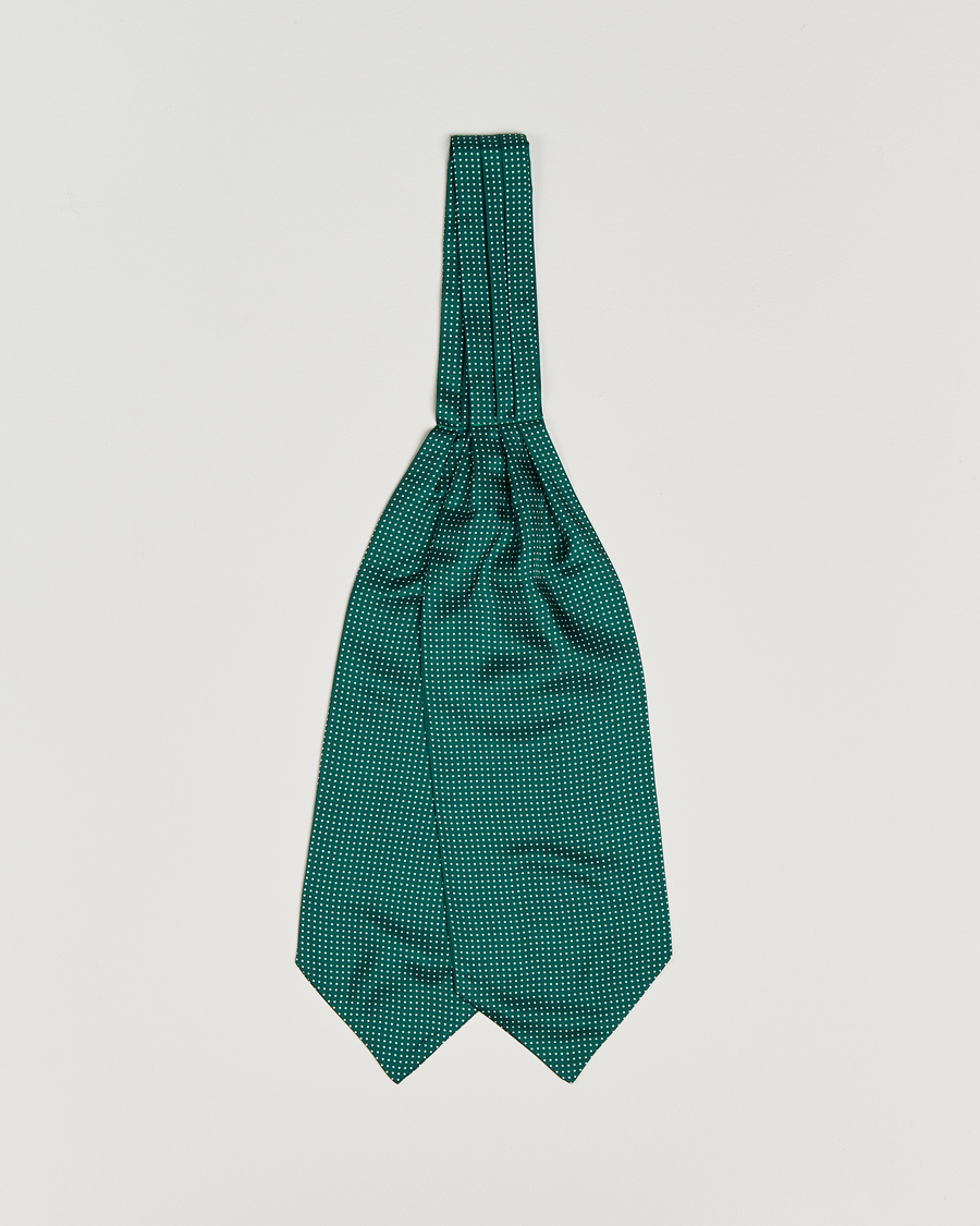 Men | Dress Scarves | Amanda Christensen | Silk Twill Micro Dot Ascot Bottle Green